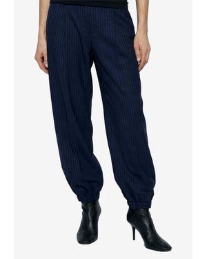 Moschino Striped Wool Tailored Pants - Blue