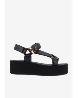 Tory Burch Mellow Leather Flatform Sandals - Black