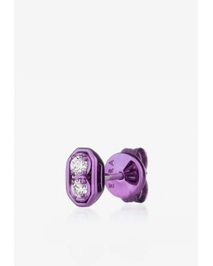 Eera Special Order - Roma Diamond Stud Earring In 18-karat White Gold - Purple