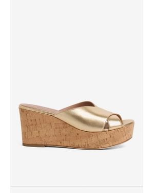 Malone Souliers Shanina 70 Leather Wedge Sandals - Natural
