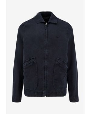 Massimo Osti Studio Zip-Up Silk-Blend Jacket - Blue