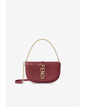 Fendi Graphy Leather Chain Clutch - White