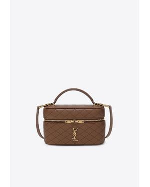 Saint Laurent Gaby Vanity Quilted Leather Top Handle Bag - Brown