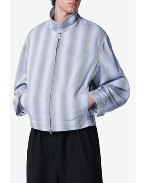 Dries Van Noten Textured Striped Zip Jacket - Blue