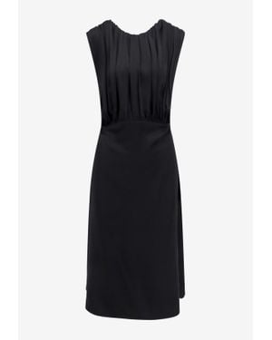 Jil Sander Satin Draped Midi Dress - Black