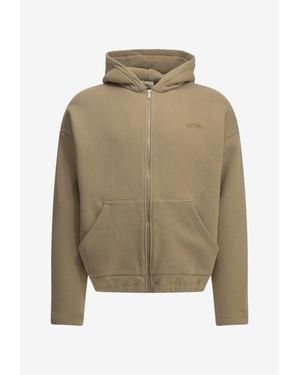 Autry Zip-Up Hooded Logo Sweatshirt - Green