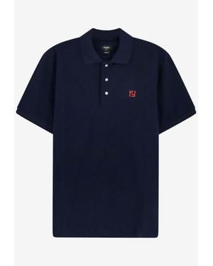 Fendi Embroidered Ff Selleria Polo T-Shirt - Blue