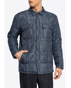 Etro Paisley Jacquard Padded Jacket - Blue