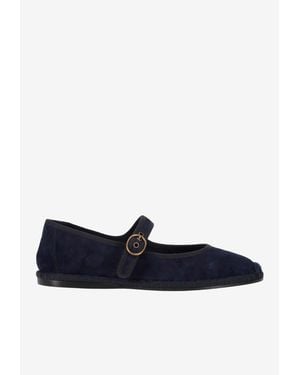 Ralph Lauren Mary-Jane Suede Ballet Flats - Blue