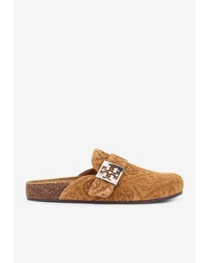 Tory Burch T Monogram Mellow Jacquard Flat Mules - Brown