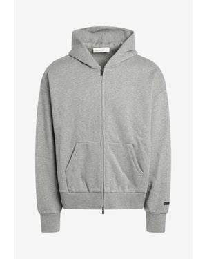 Fear Of God Logo Patch Zip-Up Sweatshirt - Grey