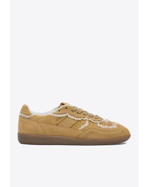 Alohas Tb.490 Crochet-Trimmed Suede Trainers - Brown