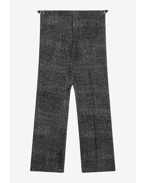 Prada Herringbone Straight-Leg Pants - Gray