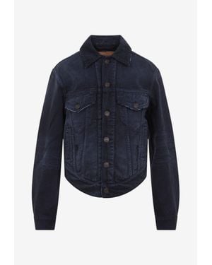 Balenciaga Curved Waistband Denim Jacket - Blue