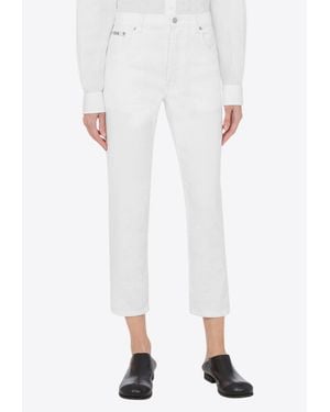 Moschino Logo Patch Cropped Jeans - White
