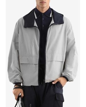 Dolce & Gabbana Zip-Up Hooded Lightweight Jacket - Gray