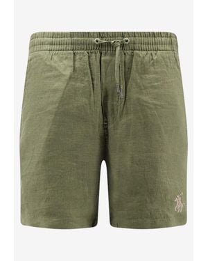Polo Ralph Lauren Logo-Embroidered Linen Shorts - Green