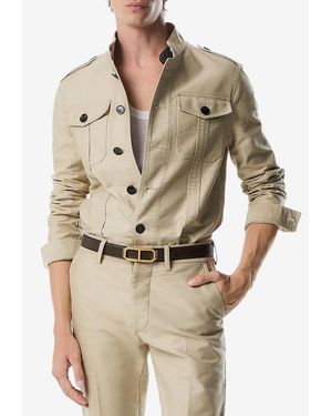 Tom Ford Stand Collar Overshirt - Natural