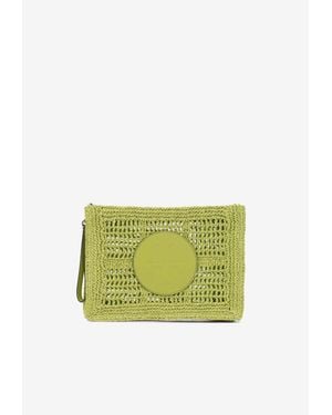 Tory Burch Ella Hand-Crocheted Zip Pouch - Green