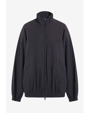 Balenciaga Logo Embroidered Zip-Up Jacket - Blue