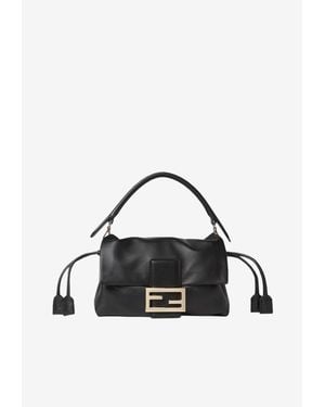Fendi Small Baguette Soft Leather Shoulder Bag - Black