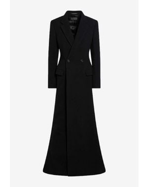 Balenciaga Maxi Wool-Blend Double-Breasted Coat - Black