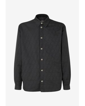 Fendi Ff Jacquard Long-Sleeved Shirt - Black