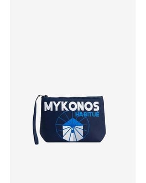 MC2 Saint Barth Aline Mykonos Print Pouch Bag - Blue