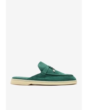 Loro Piana Babouche Charms Walk Suede Loafers - Green