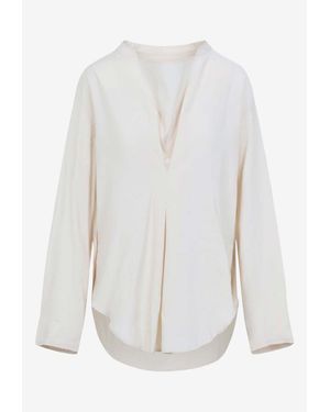 Studio Nicholson Pampa Draped V-Neck Blouse - White