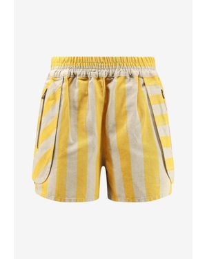Fendi Logo Patch Pequin Shorts - Yellow