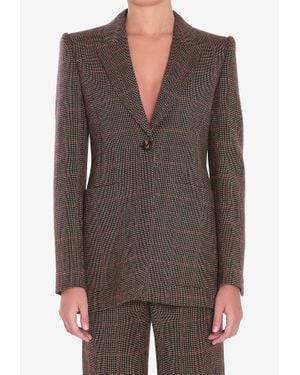 Chloé Checked Wool Tailored Jacket - Gray