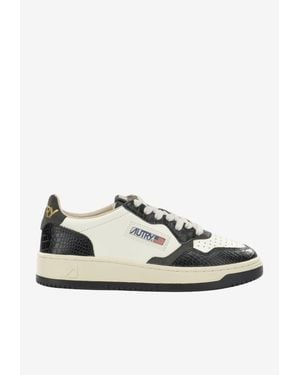 Autry Medalist Croc-Embossed Leather Sneakers - White