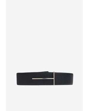 Tom Ford T Logo Double-Sided Buckle Belt - White