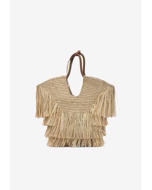 Zimmermann Goldentime Woven Raffia Handbag - Natural