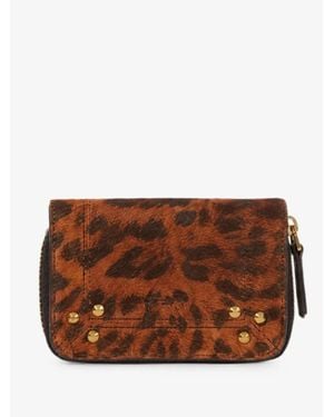 Jérôme Dreyfuss Henri Imprimé Leopard Split Suede Wallet - Brown