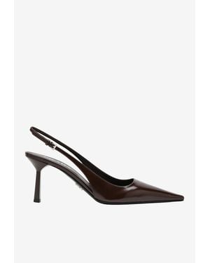 Prada 75 Leather Slingback Pumps - White