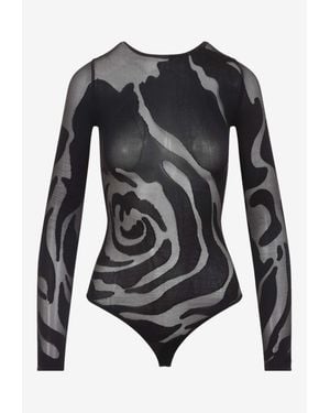 Wolford Rose Shadow Long-Sleeved Bodysuit - Black