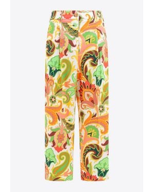 Etro Printed Cotton Wide-Leg Pants - Multicolor