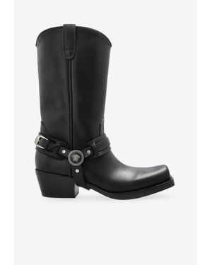 Versace Medusa Biggie Mid-Calf Leather Boots - Black
