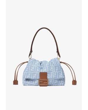 Fendi Medium Baguette Ff Denim Shoulder Bag - Blue