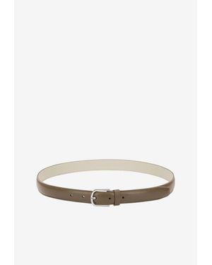 TOTEME Two-Tone Slim Leather Belt - White