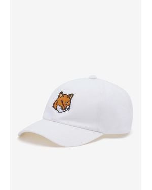 Maison Kitsuné Embroidered-Fox Baseball Caps - White