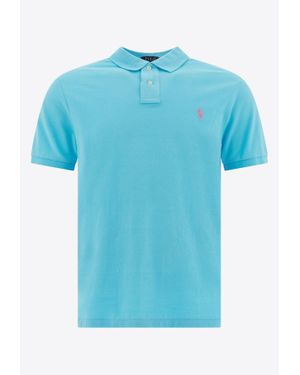 Polo Ralph Lauren Logo Pique Polo T-Shirt - Blue