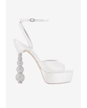 Sophia Webster Natalia 140 Crystal Heel Platform Sandals - White