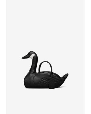 Thom Browne Pebbled Leather Goose Handbag - White
