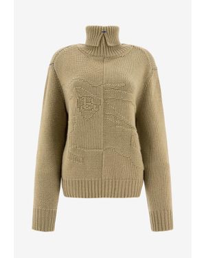 Burberry Ekd Knitted Cashmere Turtleneck Sweater - Green