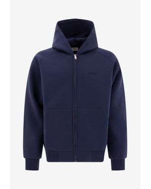 Autry Logo Embroidered Zip-Up Hooded Sweatshirt - Blue