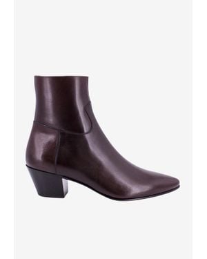 Celine Janco Pointed-Toe Leather Boots - Purple