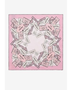 Prada Printed Silk Twill Scarf - Pink